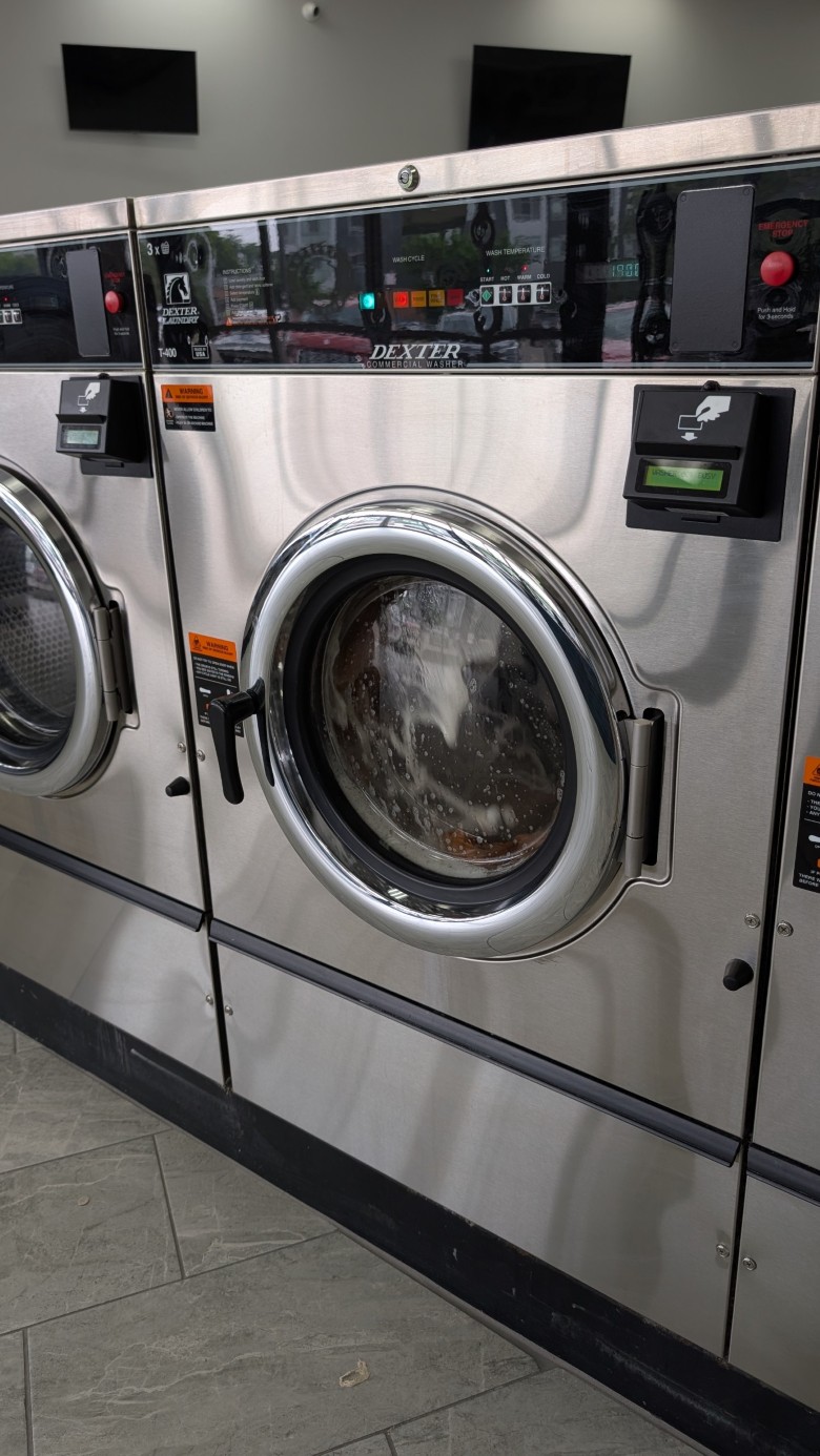 Clean washers and dryers at Lafayette Laundromat in Detroit